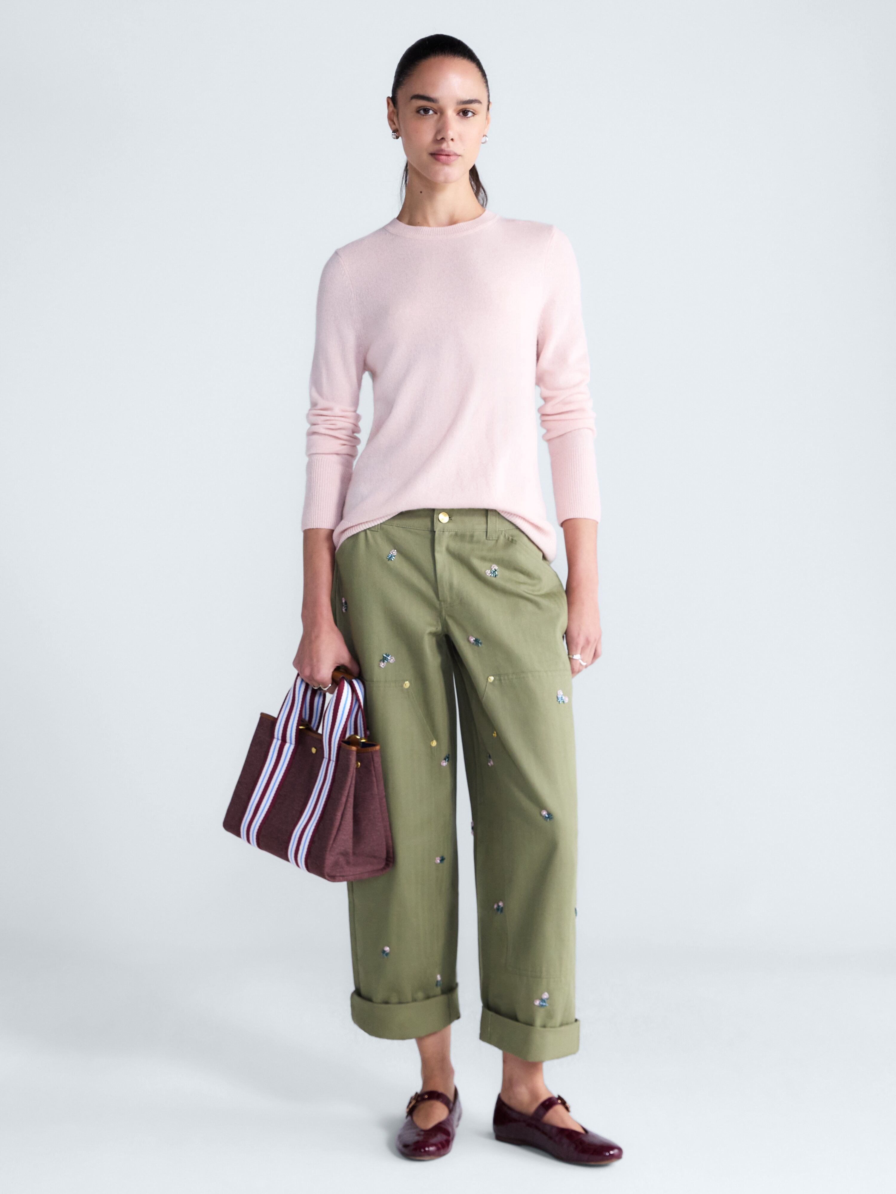 Free Assembly Women's Embellished Cotton Utility Pants, 30" Inseam, Sizes 0-20