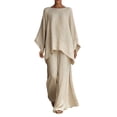 thumbnail image 2 of Endives Women's Lounge Set Cotton Linen Shirt and Wide Leg Pant Comfortable Loose Fitting Top And Pants Two Piece Set Spring Summer Khaki, 2 of 4