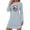Light Blue, variant on Mgmyaa Women's Printed Nightgown Long Sleeve Round Neck Loose Fit Sleepwear Comfortable Lounge Mini Dress