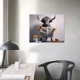 thumbnail image 3 of WERPE  Cow Reading Newspaper Toilet Canvas Wall Art Black and White Highland Cow Print Pictures Wall Funny Painting for Bathroom Artwork 16x12in, 3 of 4