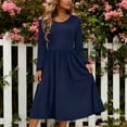 thumbnail image 6 of Dresses for Women, Women Casual Long Sleeve Dresses Empire Waist Knee Length Loose Dress with Pockets, 6 of 7