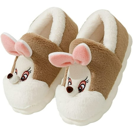

PIKADINGNIS Cute Bunny Rabbit Furry Slipper for Women Men Trendy Warm Soft Fluffy Faux Fur House Shoes Wrap Heel Indoor