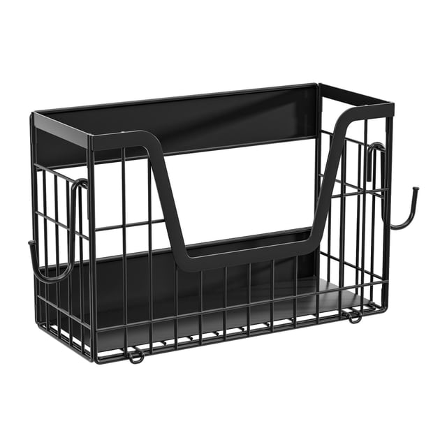 Estante lateral plegable multiusos para refrigerador, cesta organizadora móvil magnética Negro