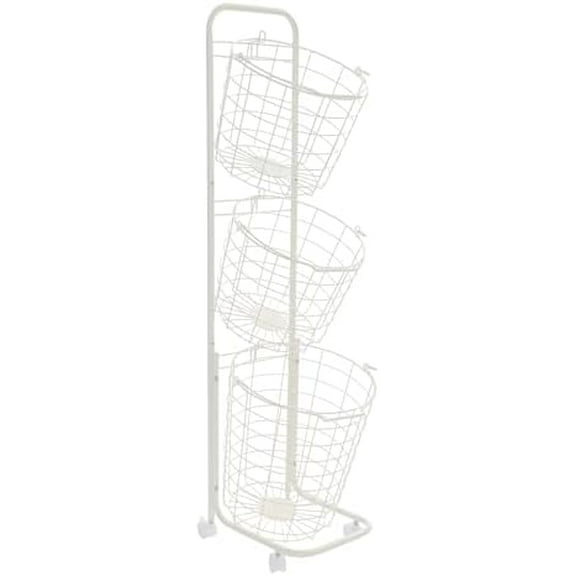 3 Tiered Storage Basket Laundry Basket with Wheels Metal Storage Cart Removable Wire Basket Organizer Tiered Baskets for Laundry Kitchen Market White$$Home Decor, Kitchen, & Other