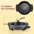 thumbnail image 2 of Electric Hot Pot Skillet 6L Non-Stick Cooker with Temperature Control for Family Meals, 2 of 7
