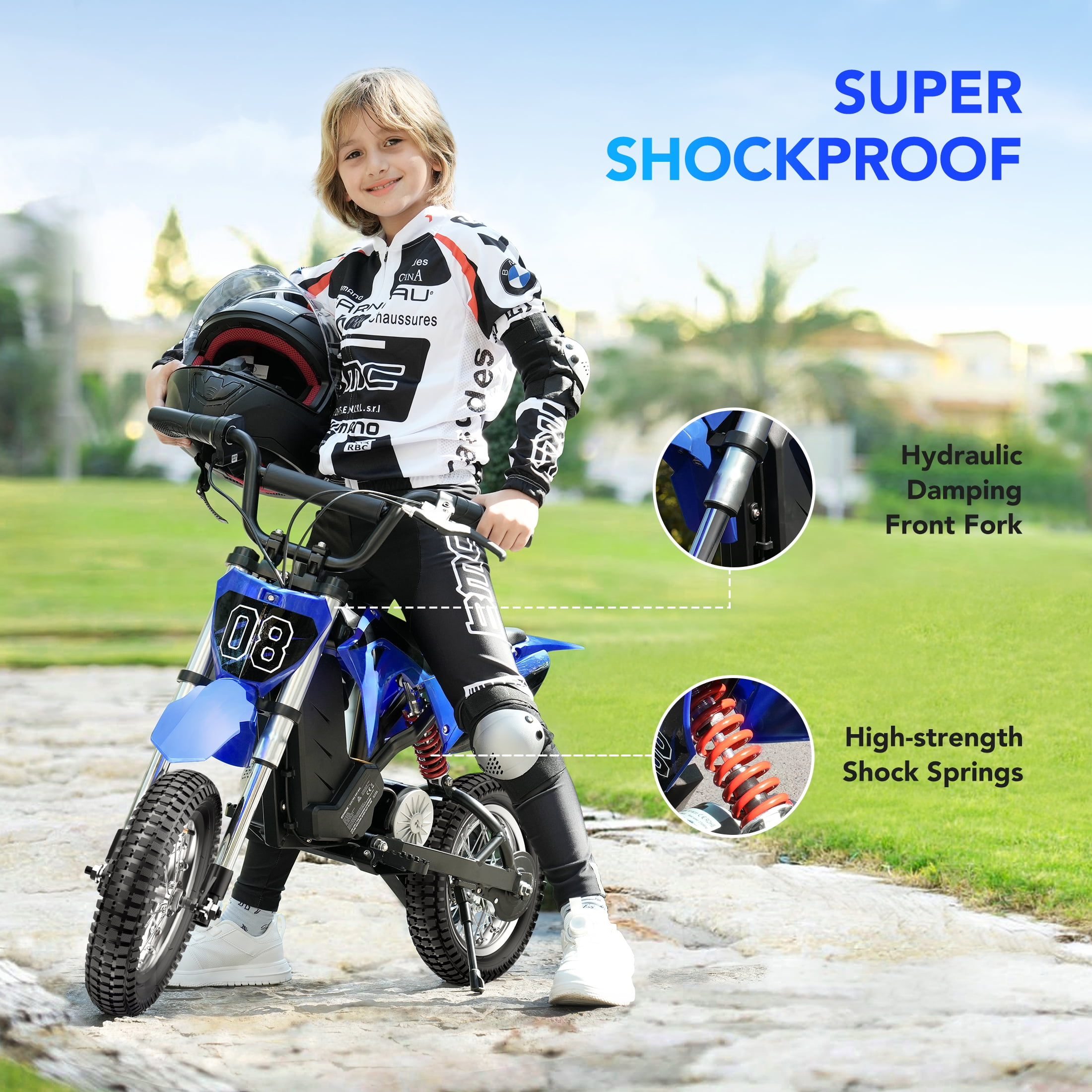 36V Kids Electric Dirt Bike,Fast Speed Electric Motorcycle Up to 16 MPH & 10 Miles Long-Range, 3-Speed Modes, Twist Grip Throttle, Dual Suspension & Brakes for Kids Ride on Toys