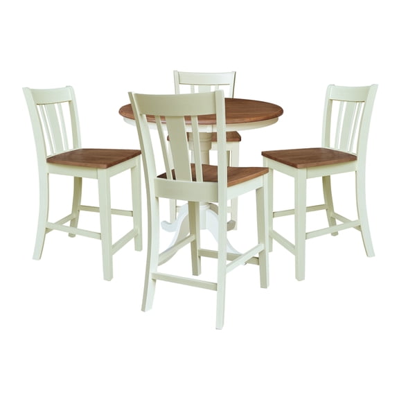 36" Round Pedestal Gathering Height Table with Two Counter Stools - Multi-Color