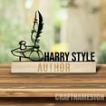 thumbnail image 2 of Craftnamesign Custom Wooden Writer Desk Name Plate, Writing Author Metal Nameplate, Office Decor, 2 of 5