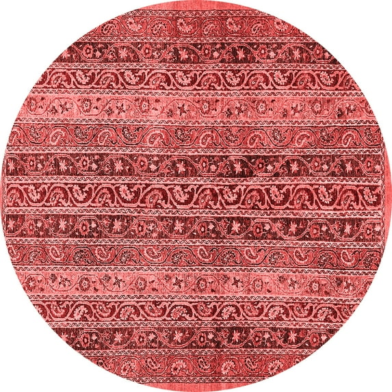 Ahgly Company Indoor Round Abstract Red Modern Area Rugs, 4' Round