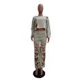 thumbnail image 7 of Idoravan Women Sets Clothing Clearance Womens Casual Fashion Sexy Hollow Out Solid Color Off Shoulder Ripped Top Trousers Pants Set, 7 of 7