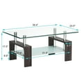 thumbnail image 4 of Costway Wood Tempered Glass Top Coffee Table Rectangular w/ Shelf Home Furniture, 4 of 10