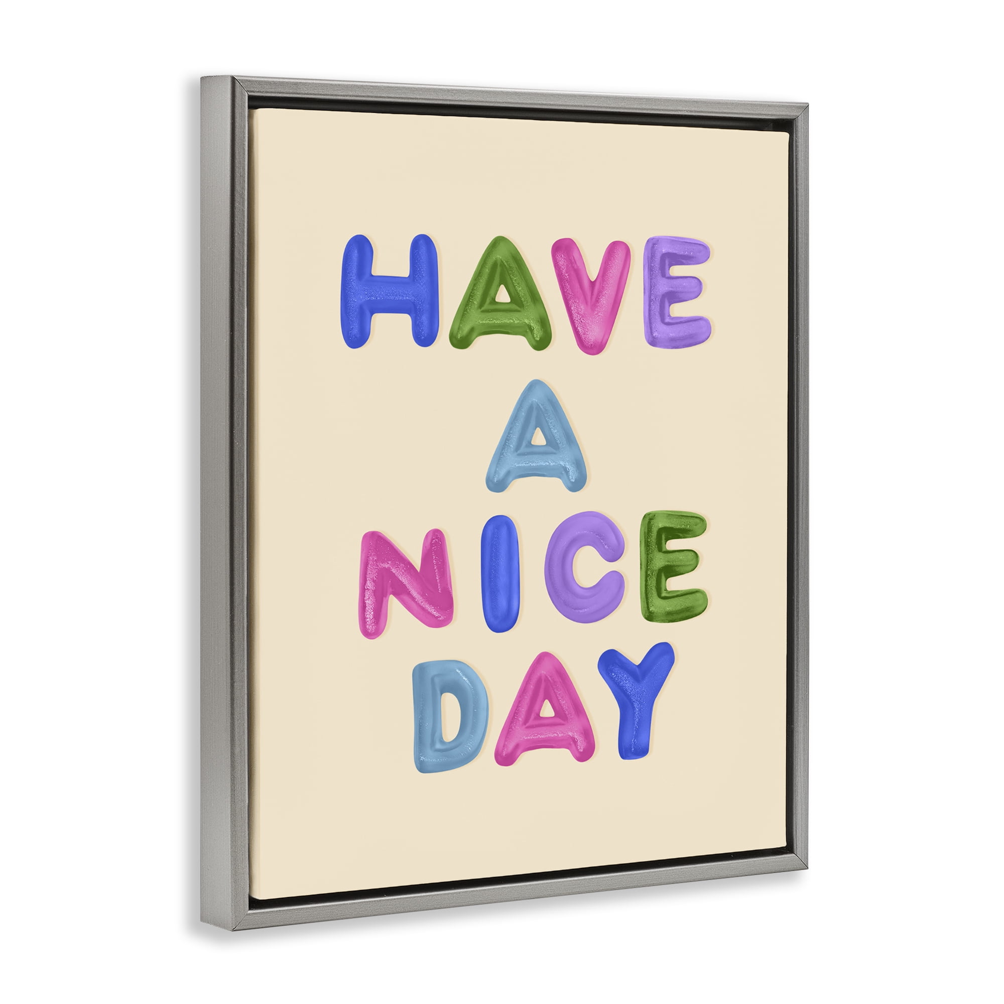 Stupell Industries Have a Nice Day Gummies Gray Framed Floater Canvas Wall Art, design by LISH Creative