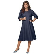 Roaman's Women's Plus Size Fit And Flare Jacket Suit Dress