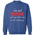 thumbnail image 2 of OXI Crewneck Sweatshirt - What Every One Else is Thinking, Basic Casual Sweatshirts for Men's and Women Fleece Sweatshirt Long Sleeve - Indigo Blue X-Large, 2 of 2