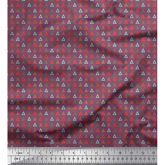Soimoi Polyester Crepe Fabric Triangle Shirting Print Fabric by Yard 52 Inch Wide