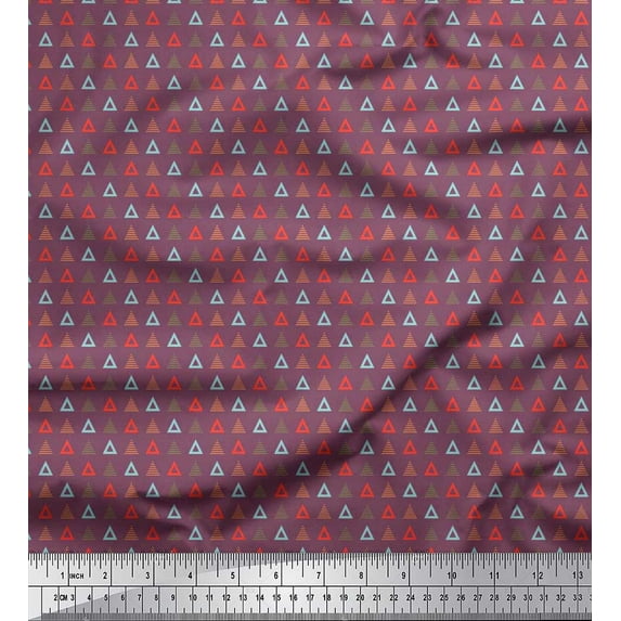 Soimoi Satin Silk Fabric Triangle Shirting Printed Craft Fabric by The Yard 42 Inch Wide