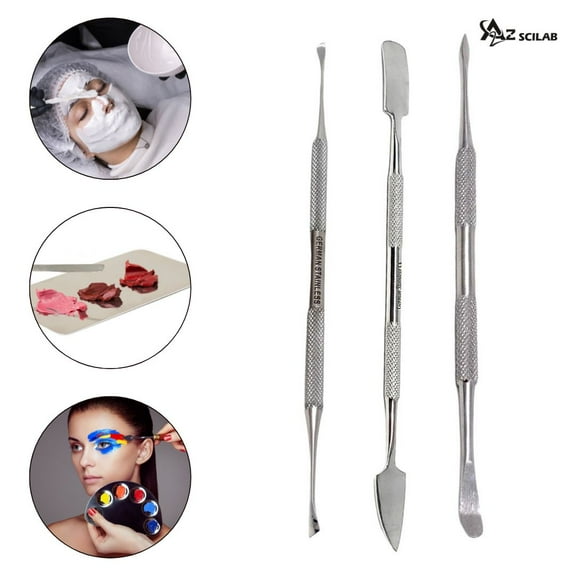 3 PCS Stainless Steel Makeup Spatulas Lipstick Powder Subpackaging Spoon Cosmetic Scoop Double Sided