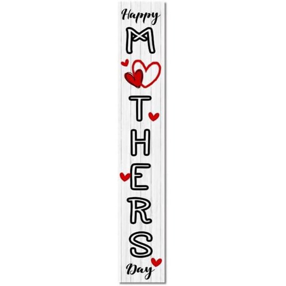 Cskhip Vintage Funny Vertical Mother's Day Porch Decor, Welcome Standding Sign Happy Mother's Day Porch Sign Wall Sign for Front Door Farmhouse Porch Yard Deck Patio Wood Sign 6" x 16"