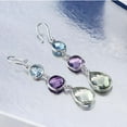 thumbnail image 5 of Gem Stone King Dangle 925 Silver Earrings Multi Shape Sky Blue Topaz Purple and Green Amethyst, 5 of 5