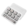 thumbnail image 3 of Cubos de hielo de acero inoxidable para enfriar, cubos de whisky en caja de almacenamiento, rocas para bebidas, rocas para whisky para café, cerveza, 8 Plata con Clip, 3 of 8