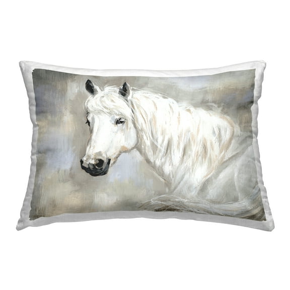 Stupell Industries White Horse Elegance Decorative Printed Throw Pillow Design by Victoria Barnes .