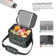 thumbnail image 4 of Dinosaur and Foliage Navy Blue Pattern Insulated Lunch Box for Women Men, Medium Leakproof Cooler Bag with Adjustable Strap, 10"x6.7"x8", 4 of 6