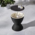 thumbnail image 4 of HOMETRENDS Round Faux Rattan Outdoor Side Table Cooler, Black, 4 of 7