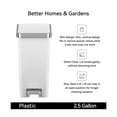 thumbnail image 2 of Better Homes & Gardens Bedroom / Office Trash Can, 2.5 Gallon Small Plastic Step Garbage Bucket Bin with Soft Close Lid, White, 2 of 12
