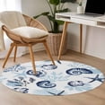 thumbnail image 5 of Summer Marine Life Round Area Rugs 3 ft, Ocean Watercolor Sea Conch Starfish Shells Coastal Washable Small Area Rug with Non-Slip Sturdy Edge Binding Round Front Door Mat Floor Carpet for Entryway, 5 of 9