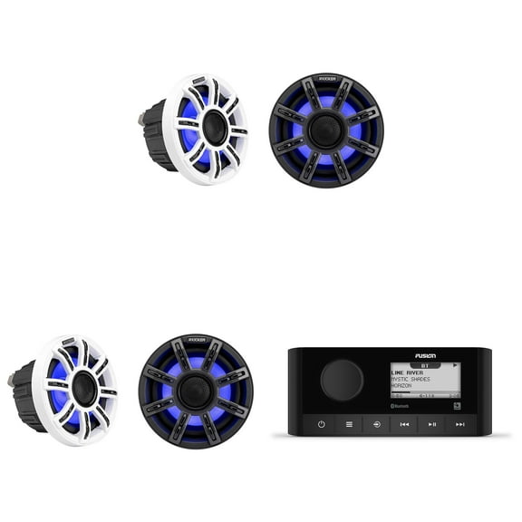 Fusion MS-RA60 Marine Stereo With Wireless Connectivity w/ (2 Pair) 51MSC654 - MSC 6.5-Inch Premium Marine 4-Ohm LED Coaxial System, Pair