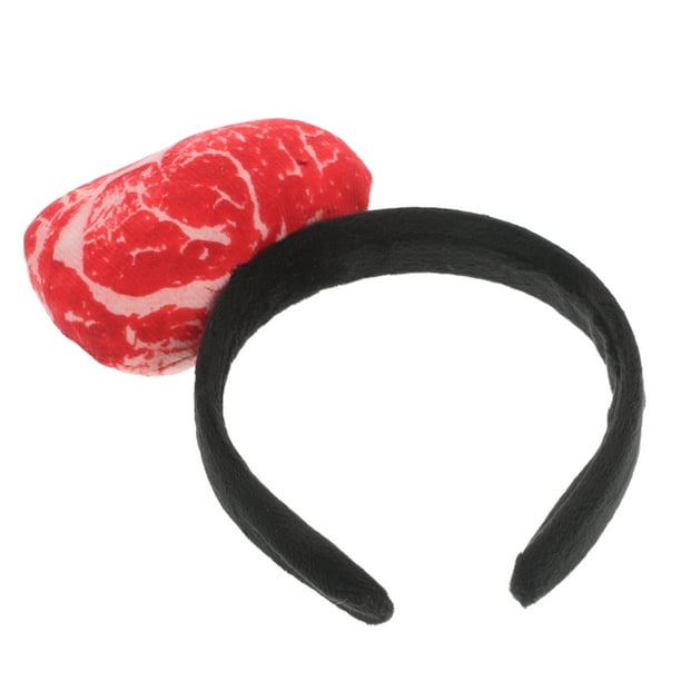FELTECHELECTR Diadema de comida realista para cosplay y fiestas. Tocado de carne falsa. Accesorios para el cabello para festivales. Diadema de cosplay con forma de carne.