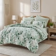 thumbnail image 5 of Regency Heights 9-Piece Queen Size Seersucker Comforter Set with Sheets, Texture Botanical Print Bed in a Bag, Green Bedding Comforter Set with Sheet Set and Side Pocket, 5 of 11