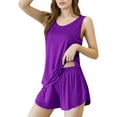 thumbnail image 1 of Womens pajama sets Women Comfortable Casual Color Matching T Shirt Contrasting Color Top Two Piece Suit Two Piece Suit L, 1 of 7