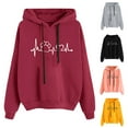 thumbnail image 2 of Fengactive Womens Hoodies Heartbeat Paw Sweatshirt Long Sleeve Drawstring Pullover Tops Crop Top, 2 of 6