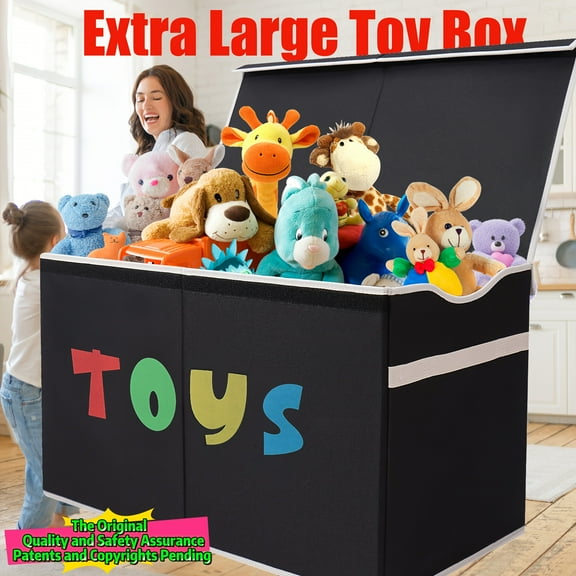 31.7gal Extra Large Collapsible Toy Box (Patents & Copyrights Pending) - Sturdy Kids Toy Chest with Lid, Toddler Toy Storage Organizer for Boys/Girls, Living Room/Bedroom/Nursery
