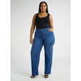 thumbnail image 3 of Sofia Jeans Women's and Women's Plus Relaxed Straight High Rise Cargo Jeans, Sizes 0-28W, 3 of 5