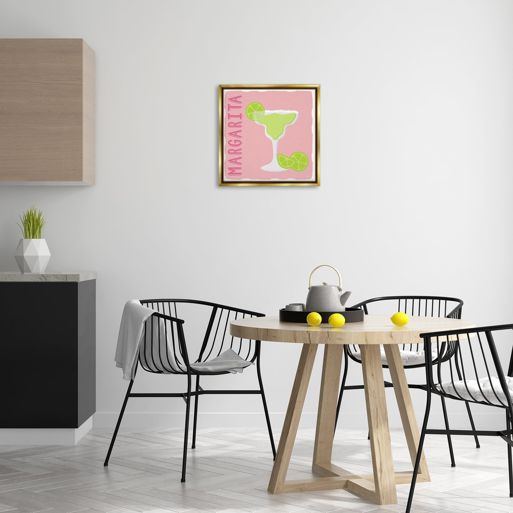 Stupell Industries Margarita Cocktail with Limes Food & Beverage Painting Gold Floater Framed Canvas Art Print Wall Art, 18 x 18