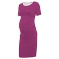 thumbnail image 7 of Zwiiyzr 2025 Women's Maternity Dress Solid Color Slim Short Sleeve Tank Dresses Scoop Neck Pregnancy Bodycon Dress for Casual Wear Hot Pink, 7 of 7