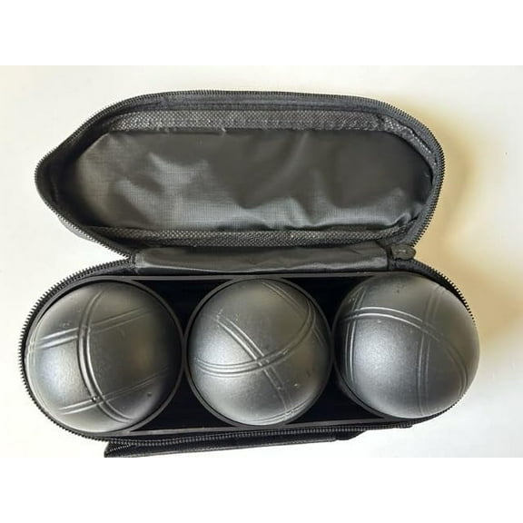 BuyBocceBalls Listing - Unique 3 Ball 73mm Metal Boules Set with 3 Black Balls