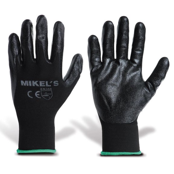 Guantes MIKELS de Nylon/Nitrilo Medianos Color Negro 1 Par