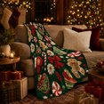 thumbnail image 3 of Gingerbread Men with Candy Canes Trees Mittens and Red Bows, Playful Holiday Cookie Style for Christmas Lovers, Cozy Flannel Blanket for Playroom and Family Room, Christmas Gift, Home Decor, 3 of 9