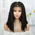 thumbnail image 5 of Twist Braided Wigs Full Double Lace Handmade Short Knotless Box Braids Wigs for Women 16 Inches Synthetic Lace Front Black Bob Braid Hair Wigs with Baby Hair (1B Color), 5 of 8