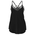 thumbnail image 6 of Deago Women's V Neck Sleeveless Lace Trim Spaghetti Strap Camisole Cami Tank Top Loose Blouse Shirts (Black, L), 6 of 10