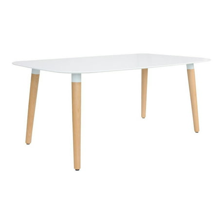 Modern Style Dining Table with Wooden Legs- MDF Fiberboard Top 63