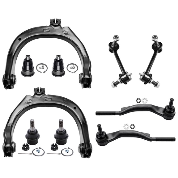 Detroit Axle - Front End 10pc Suspension Kit for Chevy SSR Trailblazer EXT GMC Envoy XL XUV Buick Rainier Saab 9-7x 2 Upper Control Arms 4 Ball Joints 2 Sway Bars 2 Outer Tie Rods