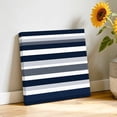 thumbnail image 3 of Canvas Wall Art Dark Blue Canvas Art Print and Grey Stripe Abstract Geometric Stripes Pictures Wall Decor for Living Room Bedroom Artwork Decorations Stretched Framed Ready to Hang 10"x10", 3 of 9