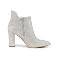 thumbnail image 3 of BLISSFUL STEP Women's Pointed Toe Cutout Block Heels Glitter Ankle Booties, 3 of 7