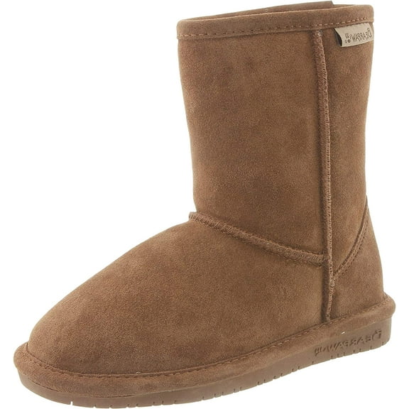 Bearpaw 608y-HICKORY-Y4 Girls Emma Short Suede Boots, Hickory - Size Y4