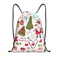 thumbnail image 1 of Xecao Snowflakes Santa Claus Pattern Sports Drawstring Backpack - String Swim Gym Bag with Wet Proof Pocket for Women&Men-Small, 1 of 6
