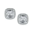 thumbnail image 2 of Bling Jewelry Womens Traditional 2CT Round CZ Solitaire Halo Clip-On Earrings GoldSilver Non-Pierced, 2 of 4